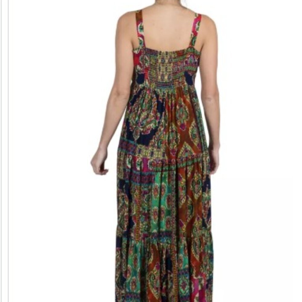 Robbie Bee Women's 10 Petite Sleeveless V-Neck Paisley A-Line Maxi Dress - Picture 8 of 16
